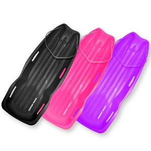 Slippery Racer Downhill Xtreme Flexible Adults and Kids Plastic Toboggan Snow Sled for 2 Riders with Pull Rope (3 Pack) - 1 of 1