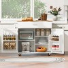 Wood Top Kitchen Cart with Storage, Mobile Storage Cart with Wheels, Compact Island for Small Kitchens or Dining Room-The Pop Home - 3 of 4