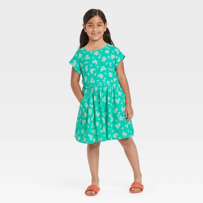 Girls' Printed Short Sleeve Woven Dress - Cat & Jack™