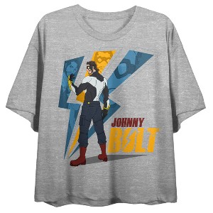 Super Crooks Johnny Bolt Crew Neck Short Sleeve Athletic Heather Women's Crop T-shirt - 1 of 4