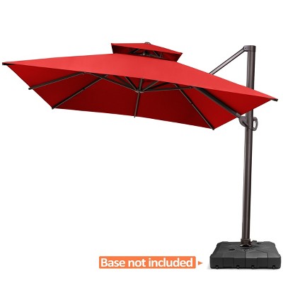 Pellebant 10'x 12.5' Patio Cantilever Umbrella UV30+ Double Top High-strength Aluminum Pole with 360°Rotation 5 Heights Adjustable