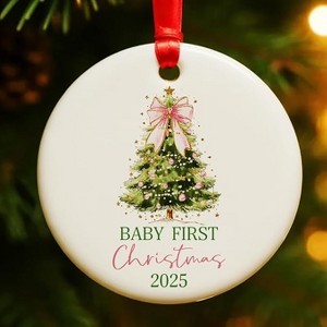 Lomsoe Babys First Christmas Ornament 2025 Girl,Pink Bow Newborn Baby Ornament Gifts for Christmas Tree Christmas Tree Ornament Christmas Gift - 1 of 4