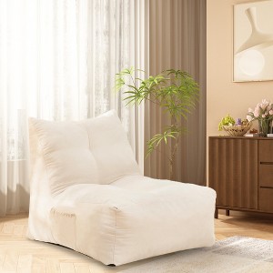 Racxily Bean Bag Chair, Cozy Lazy Sofa, Inflatable Floor Beanbags Filled with High-Density Foam for Living Spaces, Bedrooms. White - 1 of 4