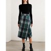 Women's Plaid Wool Midi Skirt - Fringed A-Line Wrap Style for Fall & Winter Green - 3 of 4