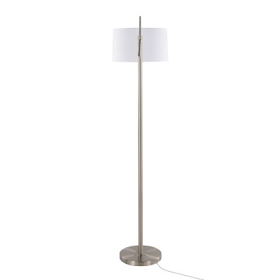 Grandview Gallery 69" Task Floor Lamp with Off-White Linen Shade and Brushed Nickel Body
