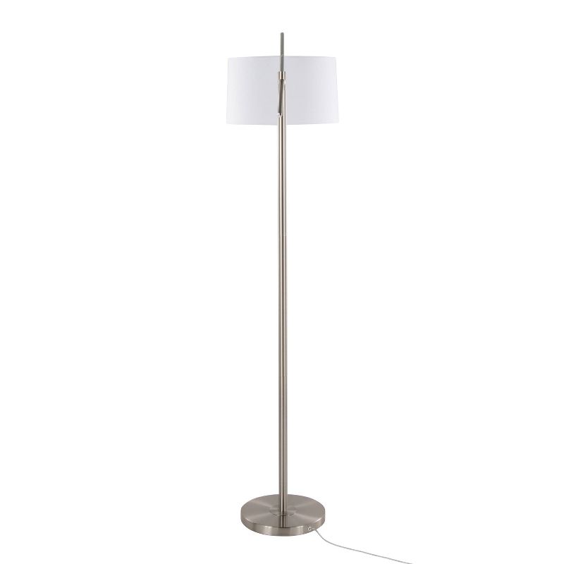 LumiSource Casper 69&#34; Contemporary Metal Floor Lamp in Brushed Nickel with Off-White Linen Shade from Grandview Gallery, 5 of 11