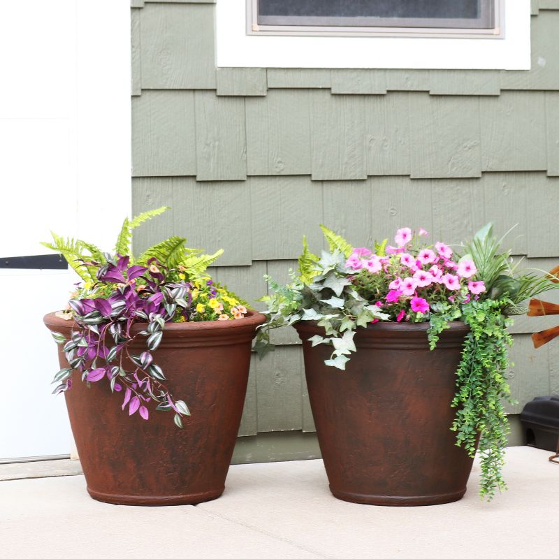 Sunnydaze Indoor/Outdoor Patio, Garden, or Porch Weather-Resistant Double-Walled Anjelica Flower Pot Planter - 24", 3 of 13