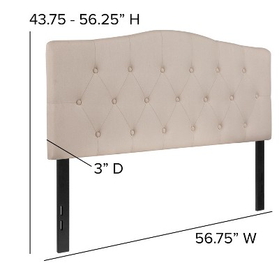 Beige Tufted Upholstered Full Headboard with Metal Legs