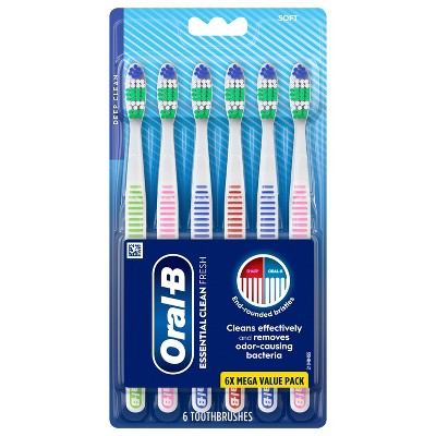 Oral-B Essential Clean Fresh Toothbrushes Soft 6 count