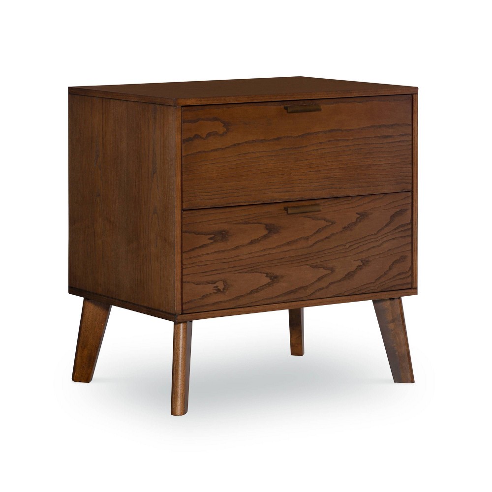 Photos - Storage Сabinet Linon Reid Mid-Century Modern Wood 2 Drawer Nightstand Chest Walnut  