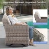 Buenhomino 3PC Patio Furniture Set - Swivel Rocker Chair Bistro Set with Rattan Side Table,Gray Wicker Blue Cushion - 2 of 4