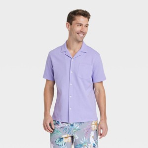Men's Short Sleeve V-Neck Button-Down Shirt - Goodfellow & Co™ - 1 of 3