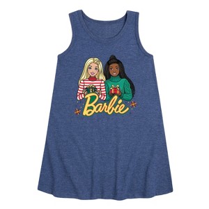 - Barbie - Winter Holidays Graphic Sleeveless Aline Dress - 1 of 3