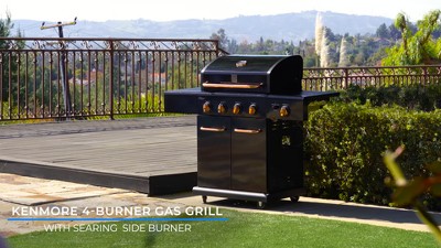 Kenmore Black 4-Burner Propane Gas Grill with Side Burner