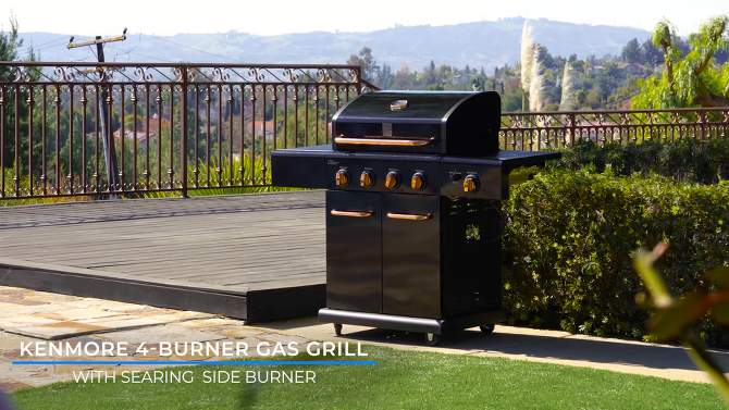Kenmore 4-Burner Gas BBQ Propane Grill with Side Burner, 2 of 12, play video