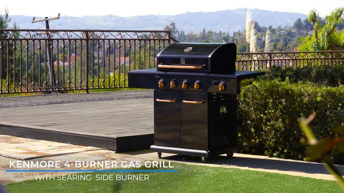 Kenmore 4-Burner Gas BBQ Propane Grill with Side Burner, 2 of 16, play video
