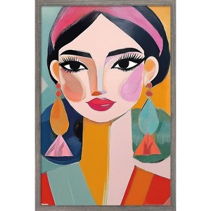 Trends International Reinders: Portraits - Vibrant Woman I Framed Wall Poster Prints Barnwood Framed Version 22.375" x 34" - 1 of 4