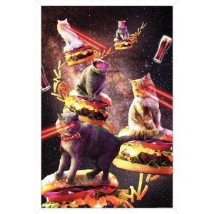 Trends International James Booker - Galaxy Laser Cats On Cheeseburgers Framed Wall Poster Prints - 1 of 4