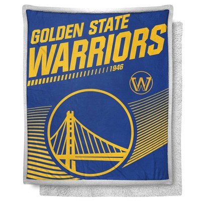 NBA Golden State Warriors New School Mink Sherpa Throw Blanket