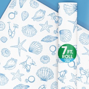 Big Dot of Happiness Last Toast on the Coast Wrapping Paper, Beach Bridal Shower and Coastal Bride Bachelorette Party Gift Wrap, 24 in x 7 ft, 1 Roll - 1 of 4