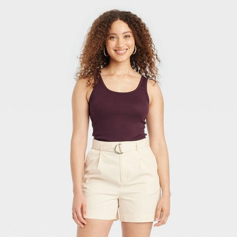 Women's Slim Fit Tank Top - A New Day™ Burgundy L : Target