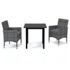 vidaXL 3 Piece Patio Dining Set with Cushions Poly Rattan Gray - 2 of 4