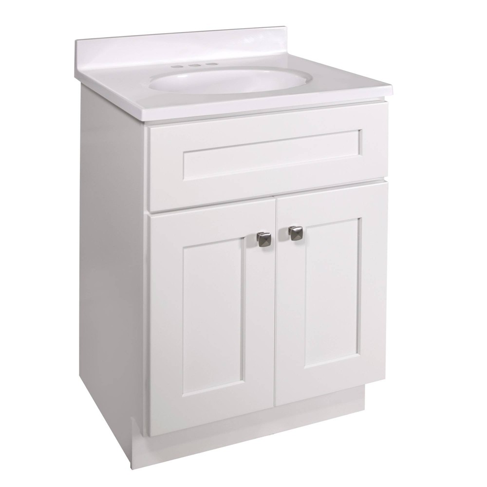 Photos - Wardrobe Design House 19"x25" Brookings Shaker Two Door Vanity with 4" Cultured Marble Centerset White -  LA: Bathroom Sink Cabinet St 