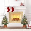 24 Inch Small Christmas Tree, Prelit Tabletop Mini Christmas Tree with Wooden Base, with Red and White Berries, Holiday Decoration for Home Table - 4 of 4