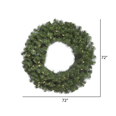 72-Inch Green Douglas Fir Artificial Christmas Wreath with Warm White LED Lights