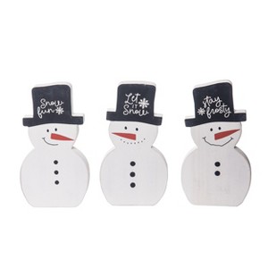 Transpac Wood 9.45 in. Multicolor Christmas Happy Snowman Table Decoration Set of 4 - 1 of 2
