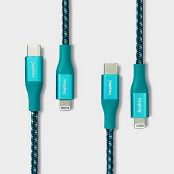 6' Lightning to USB-C Braided Cable 2pk - heyday™ Ocean Teal