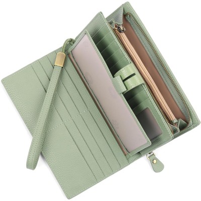 FATMOON Women’s Large Capacity RFID Blocking Leather Wallet - Easy-to-Use Checkbook Organizer with Removable Cover for Travel,Daily Use