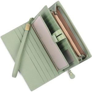 FATMOON Women’s Large Capacity RFID Blocking Leather Wallet - Easy-to-Use Checkbook Organizer with Removable Cover for Travel,Daily Use - 1 of 4