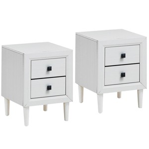 Costway 2 PCs Nightstand End Bedside Coffee Table Wooden Leg Storage Drawers White - 1 of 4