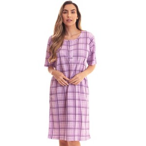Just Love Womens Nightgown - Short Sleeve Henley Oversized Sleepwear Gown - 1 of 3