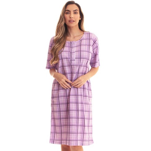 Just Love Womens Nightgown - Short Sleeve Henley Oversized Sleepwear Gown  4360-10281-PUR-1X