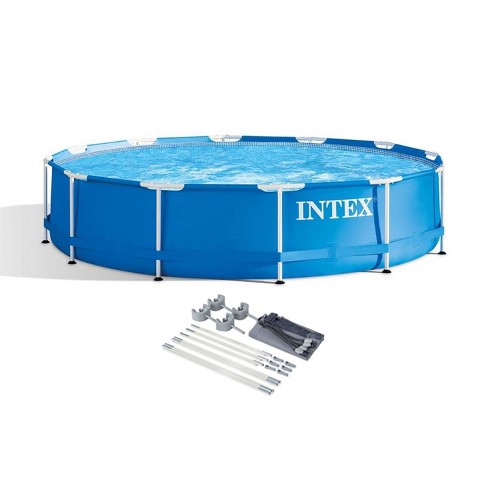 Intex 12 Foot X 30 Inch Above Ground Swimming Pool That Fits Up To 6 People With Easy Set-up And Protective Canopy (pump Not Included) : Target