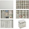 Set of 4 Extra Large Jewelry Trays with Lids, PU Leather Stackable Drawer Organizer for Rings & Necklaces, Grey - 3 of 4