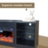 Fireplace TV Stand With 18 Inch Electric Fireplace Heater Media TV Console With Adjustable Glass Shelves Storage Cabinets - 3 of 4