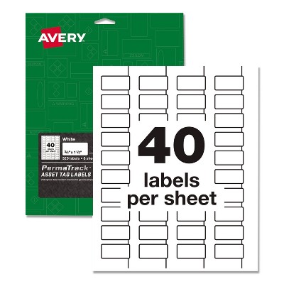 Avery Tag Labels Laser Printers 0.75 x 1.5 White 61525