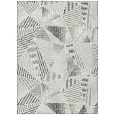 Taupe Brown And Beige Geometric Washable Indoor Outdoor Area Rug