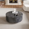 Round Coffee Table,Modern Faux Marble Coffee Table with 2 Storage Drawers, Mid Century Center Tea Table Cocktail Table for Living Room Office - 2 of 4