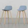 SKRAN Upholstered Bentwood Counter Stools in Denim Blue Curved Back Wood Counter Height Barstool Home Bar Furniture - 2 of 4