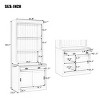 83" Tall Bookcase with Sliding Doors and Adjustable Shelves,Solid Wood Frame Storage Cabinet with Open Display for Living Room Office-Baofuwish - 4 of 4