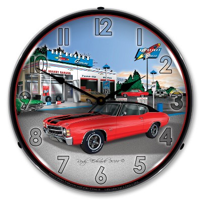 Collectable Sign & Clock | 1971 SS Chevelle LED Wall Clock Retro/Vintage, Lighted