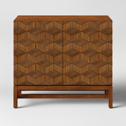 Tachuri Geometric Front 2 Door Cabinet Brown - Threshold™ - image 1 of 4