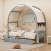 Twin Size Bed Frame with Arched Roof and 2 Drawers, Platform Bed Frame with Headboard, Twin Daybed, Wood Slats Support, No Box Spring Required - 2 of 4