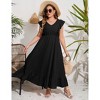Womens Plus Size Casual Sleeveless Maxi Dress Ruffle Sleeve A Line Swing Summer Maxi Dress with Pockets - 4 of 4