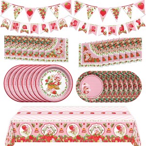 Treasures Gifted Strawberry Shortcake Party Supplies - Complete Set for 24 Guests - Plates, Tablecloth, Banner, Balloons & Napkins - 1 of 4