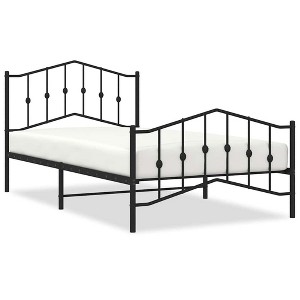 vidaXL Twin XL Metal Bed Frame with Headboard & Footboard, Sturdy Steel,  Black, No Mattress - 1 of 4